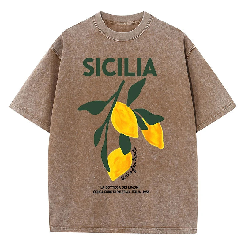 Amalfi Coast Italia Lemon Fruit Design® – Women’s Loose Fit Soft Cotton Lemon Fruit Printed Summer T-Shirt