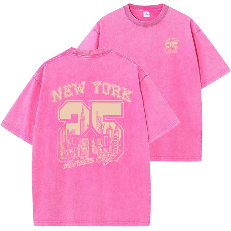 New York City® – Women’s Funny Print Vintage Washed Cotton Breathable Summer Tee