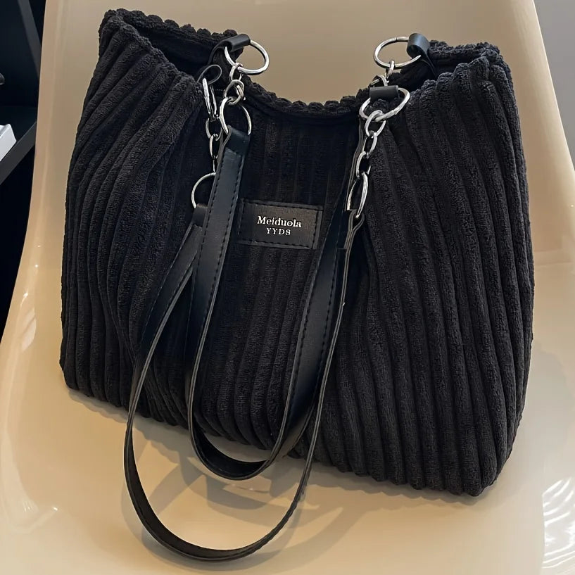 Velvique® – Stylish Corduroy Shoulder Tote for Modern Women