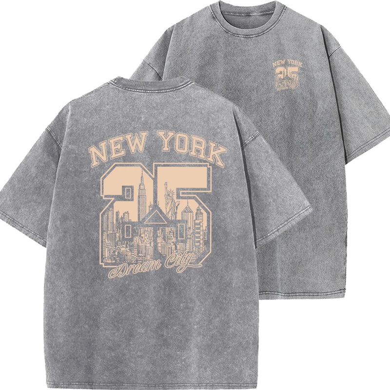 New York City® – Women’s Funny Print Vintage Washed Cotton Breathable Summer Tee