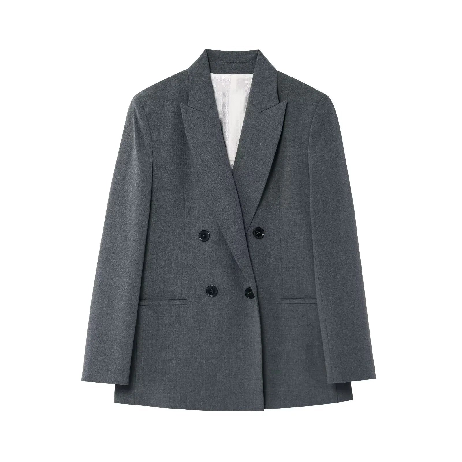 PB&ZA® – Sleek Summer Blazer Set: Double-Button Suit Jacket & Wide-Leg Pants