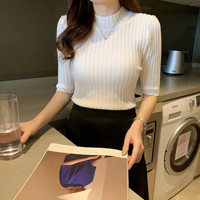 Early Summer Breeze® – Elegant Knit Short Sleeve Pullover for Women