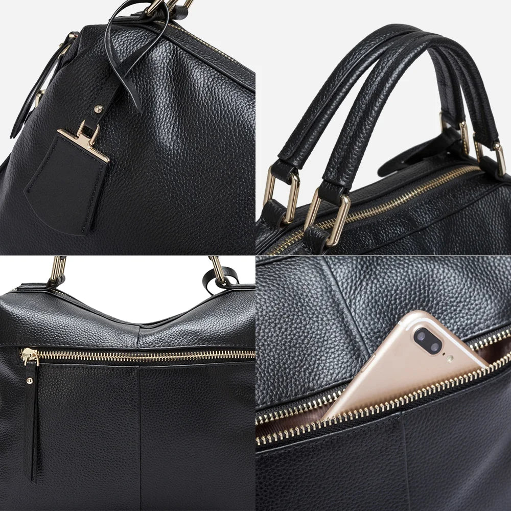 Zency BostonCharm® – 100% Genuine Leather Dark Blue Handbag for Modern Women