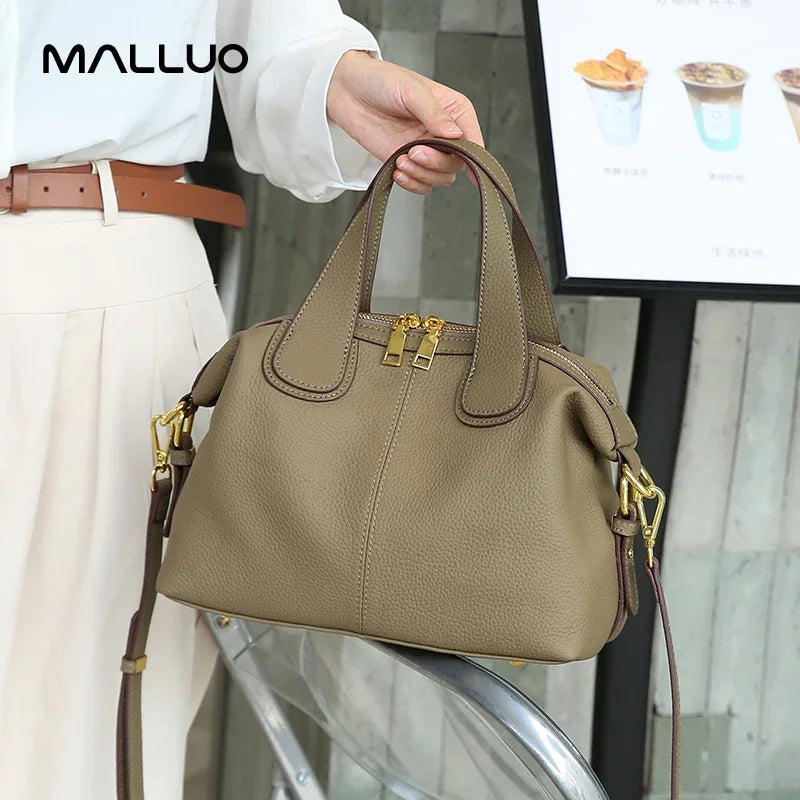 Vintage Grace® – Natural Cow Leather Shoulder Bag for Elegant Women