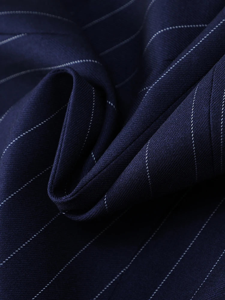 Suitique® – Autumn/Winter Blue Striped Pant Suit for Business Women