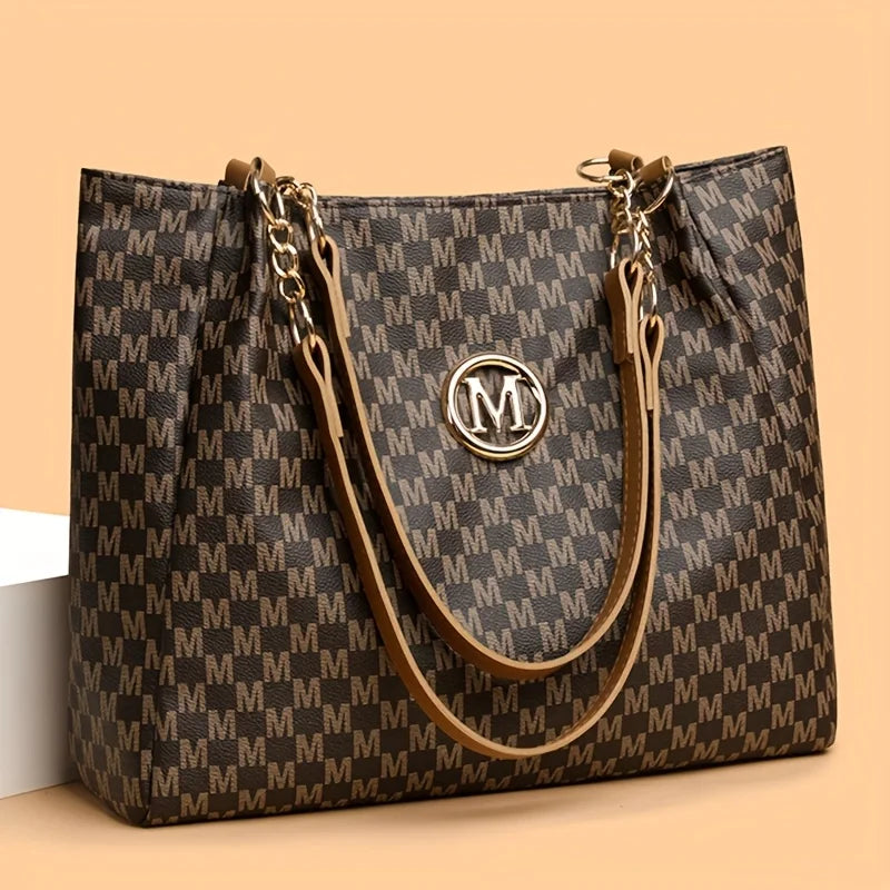 GeoM Vintage® – Geometric Tote Bag with Letter "M" Design for Women