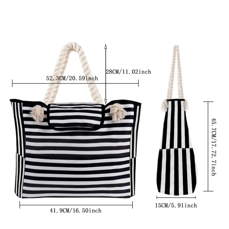 StripeEase® – Casual Striped Canvas Tote for Everyday Adventures