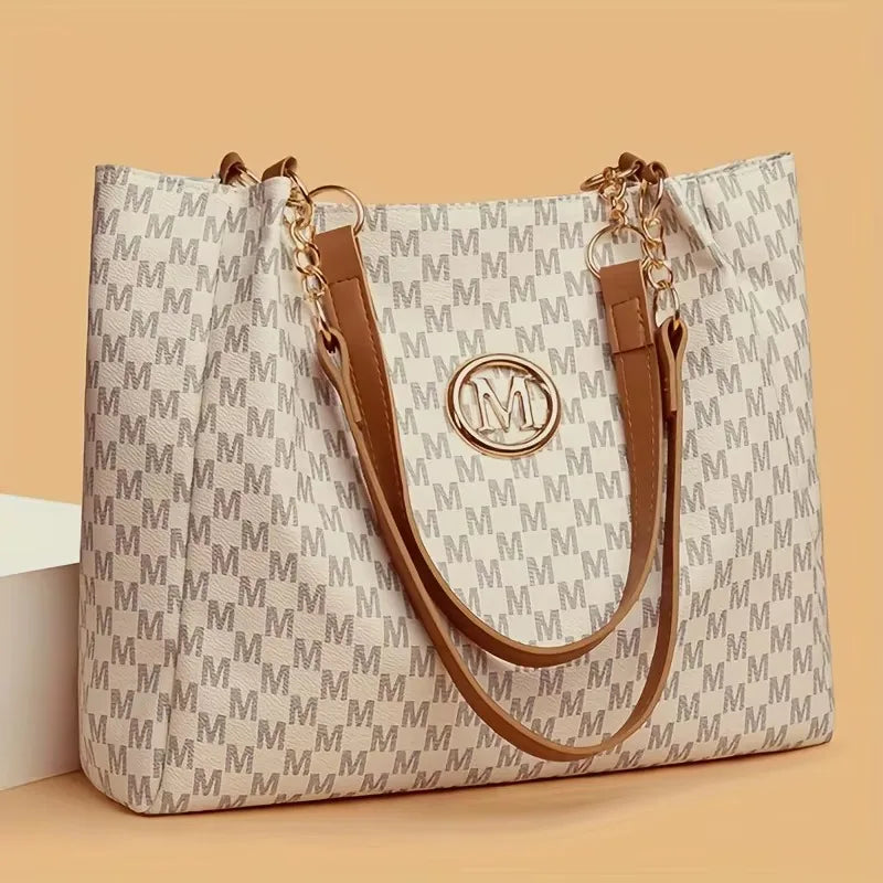 GeoM Vintage® – Geometric Tote Bag with Letter "M" Design for Women