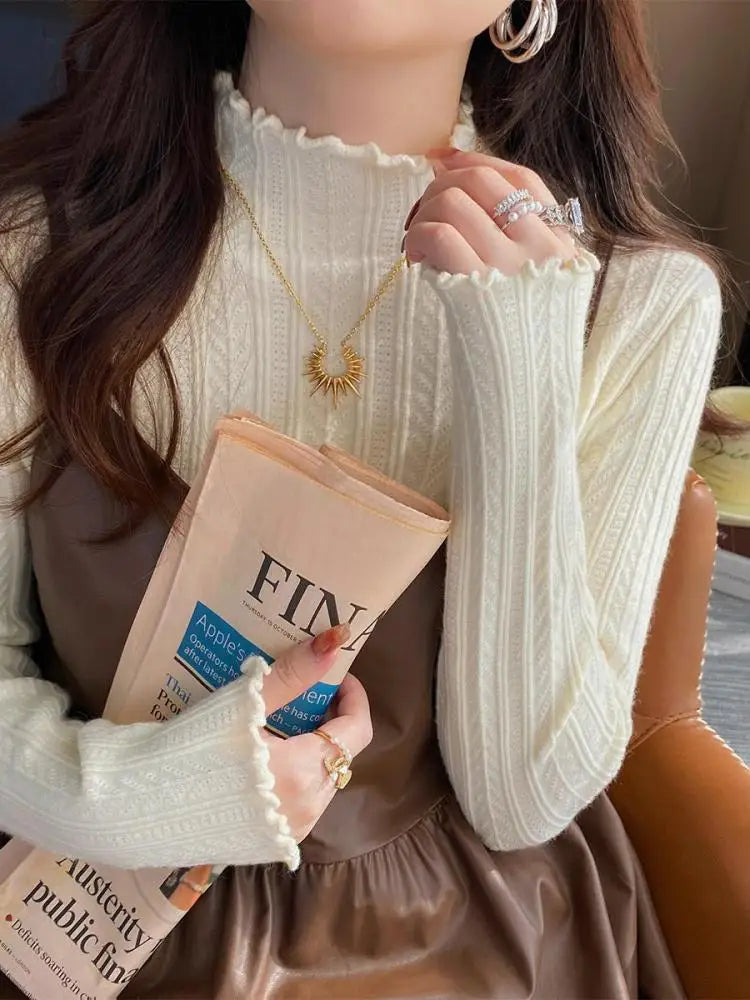Graceful Ruche® – Slim Fit Ruched Turtleneck Sweater for Autumn & Winter