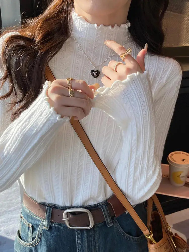 Graceful Ruche® – Slim Fit Ruched Turtleneck Sweater for Autumn & Winter