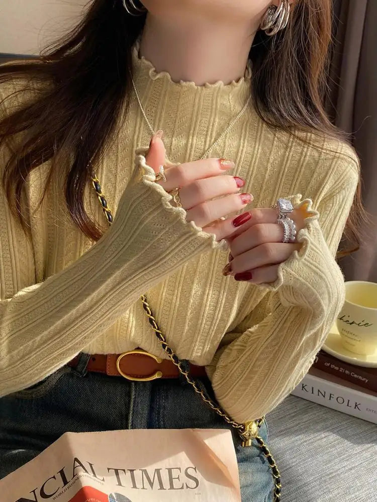 Graceful Ruche® – Slim Fit Ruched Turtleneck Sweater for Autumn & Winter