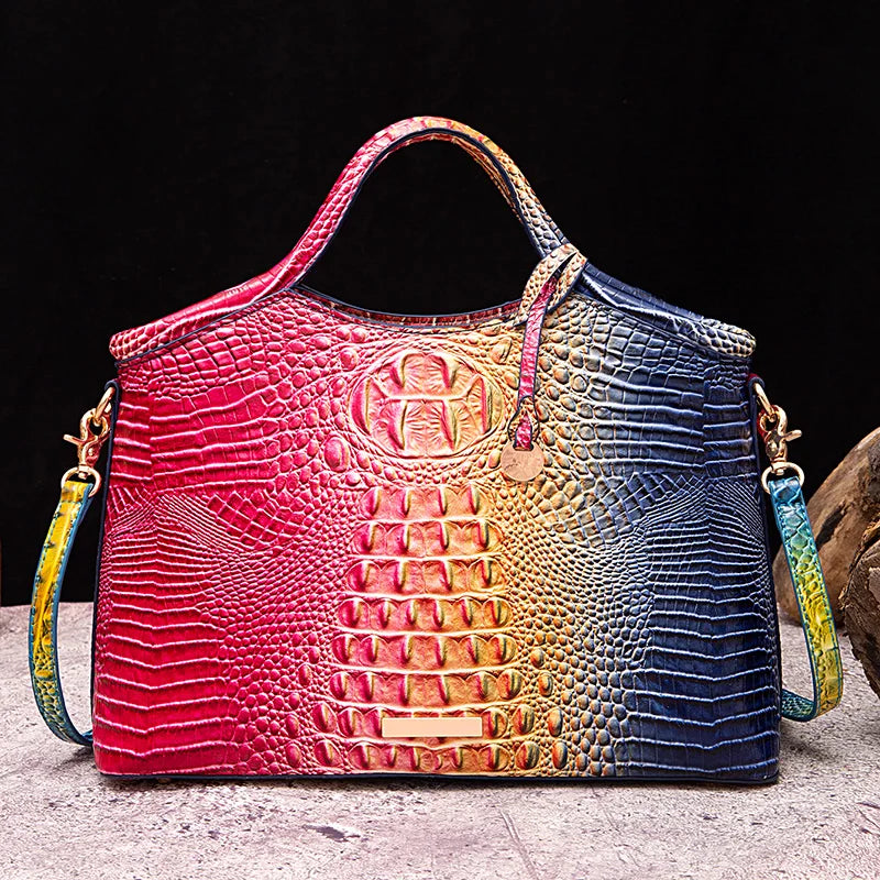 ColorLux Croco® – Genuine Leather Crocodile Pattern Retro Handbag for Women