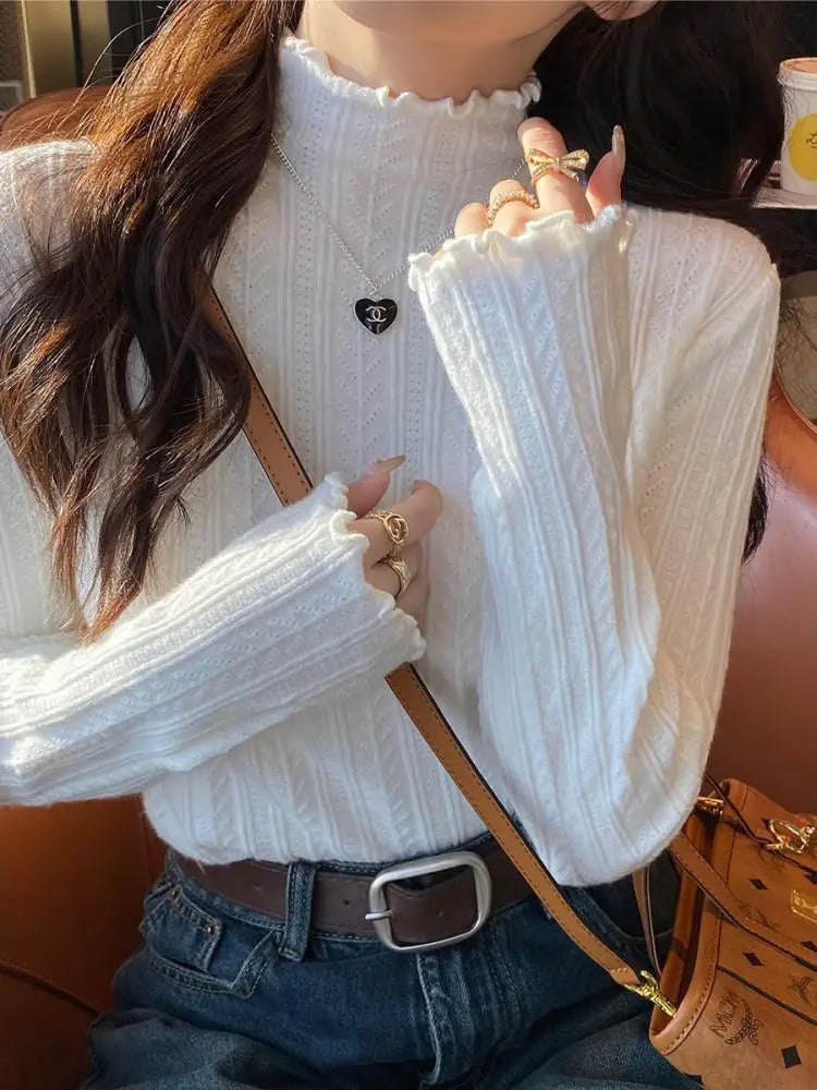 Graceful Ruche® – Slim Fit Ruched Turtleneck Sweater for Autumn & Winter