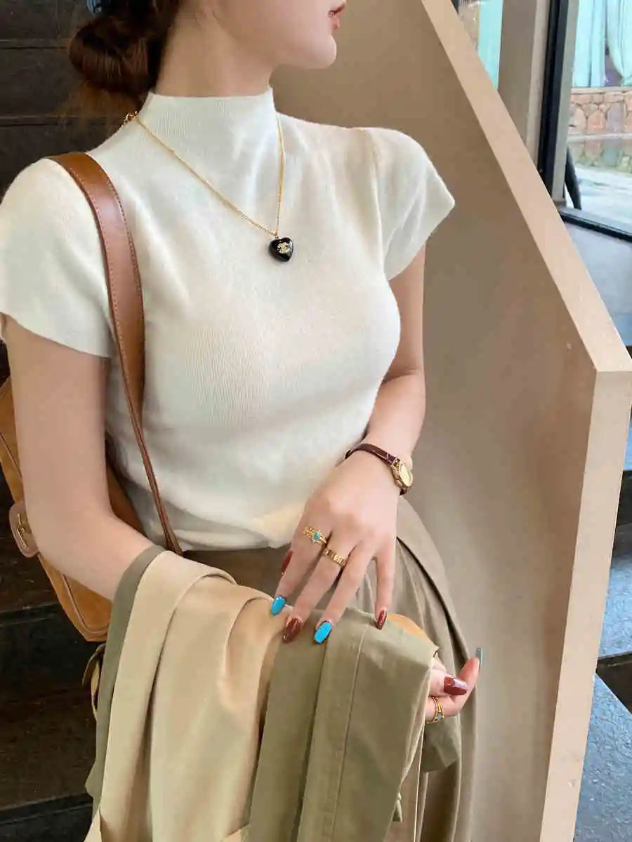 Summer Whisper® – Sleeveless Slim Fit Turtleneck Basic Tee for Women