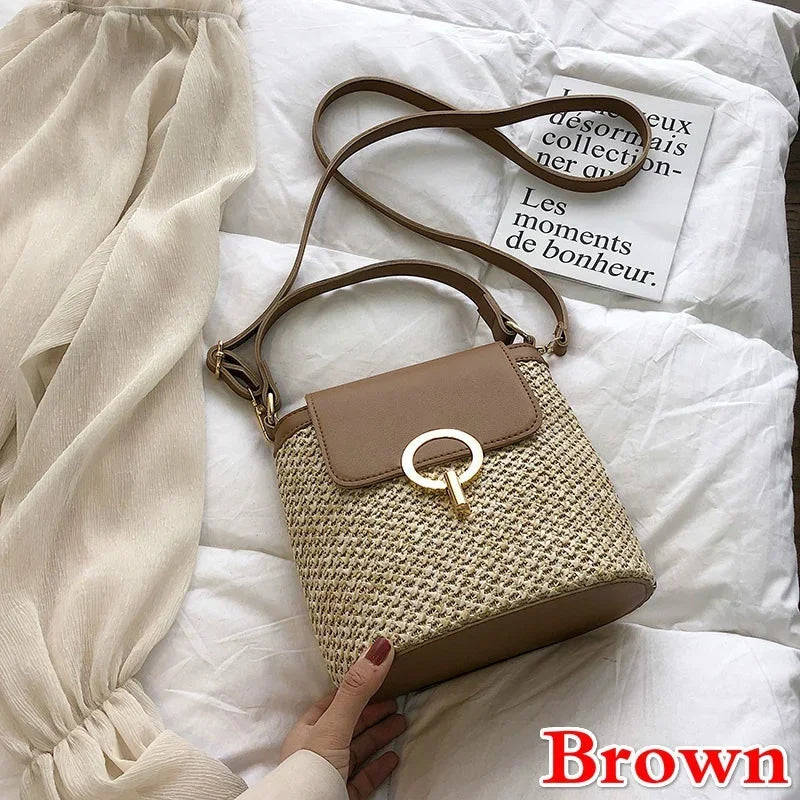 KoraWeave® – Korean-Inspired Woven Bucket Bag for Beach & Vacation Style