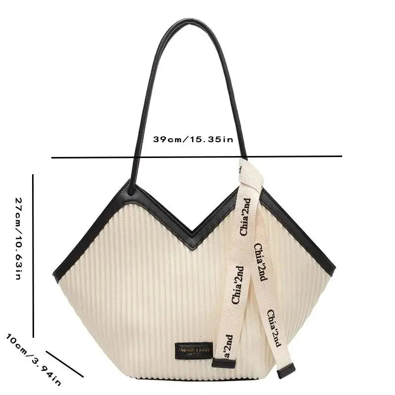 KoreaCharm® – Casual Large Canvas Tote Bag for Women