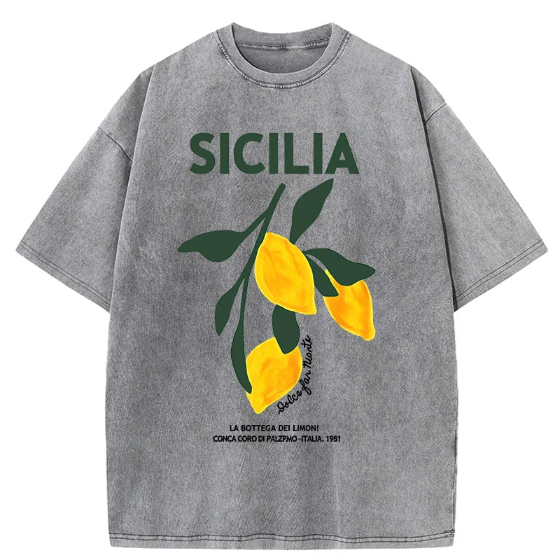 Amalfi Coast Italia Lemon Fruit Design® – Women’s Loose Fit Soft Cotton Lemon Fruit Printed Summer T-Shirt