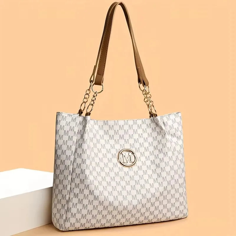 GeoM Vintage® – Geometric Tote Bag with Letter "M" Design for Women