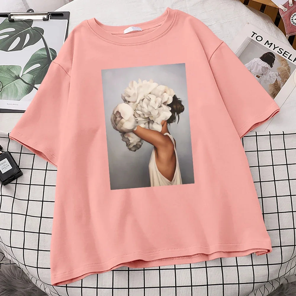 Flowers Girl® – Women’s Soft Short Sleeve Crewneck Funny Printed Casual T-Shirt