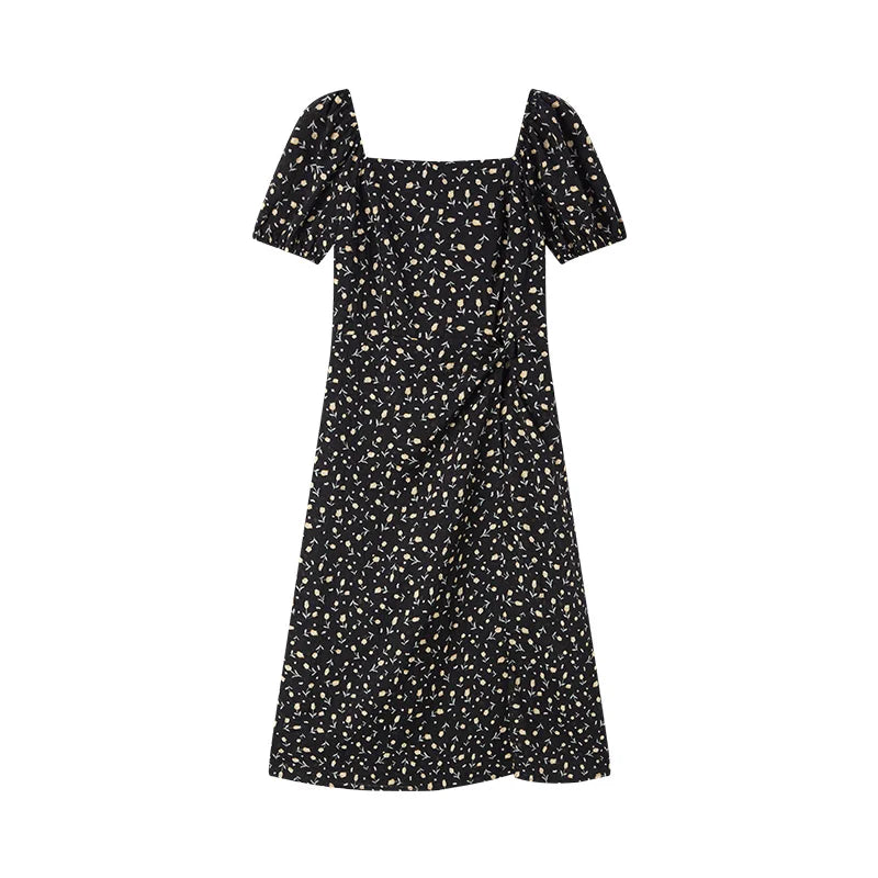 Amour d’Été® – French-Style Summer Chiffon Dress with Puff Sleeves & Split