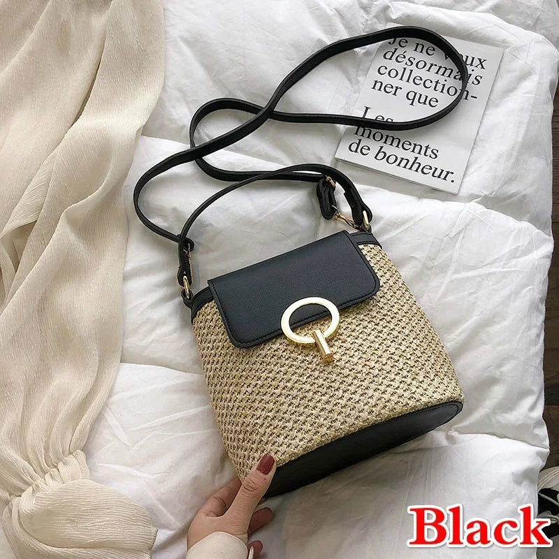 KoraWeave® – Korean-Inspired Woven Bucket Bag for Beach & Vacation Style