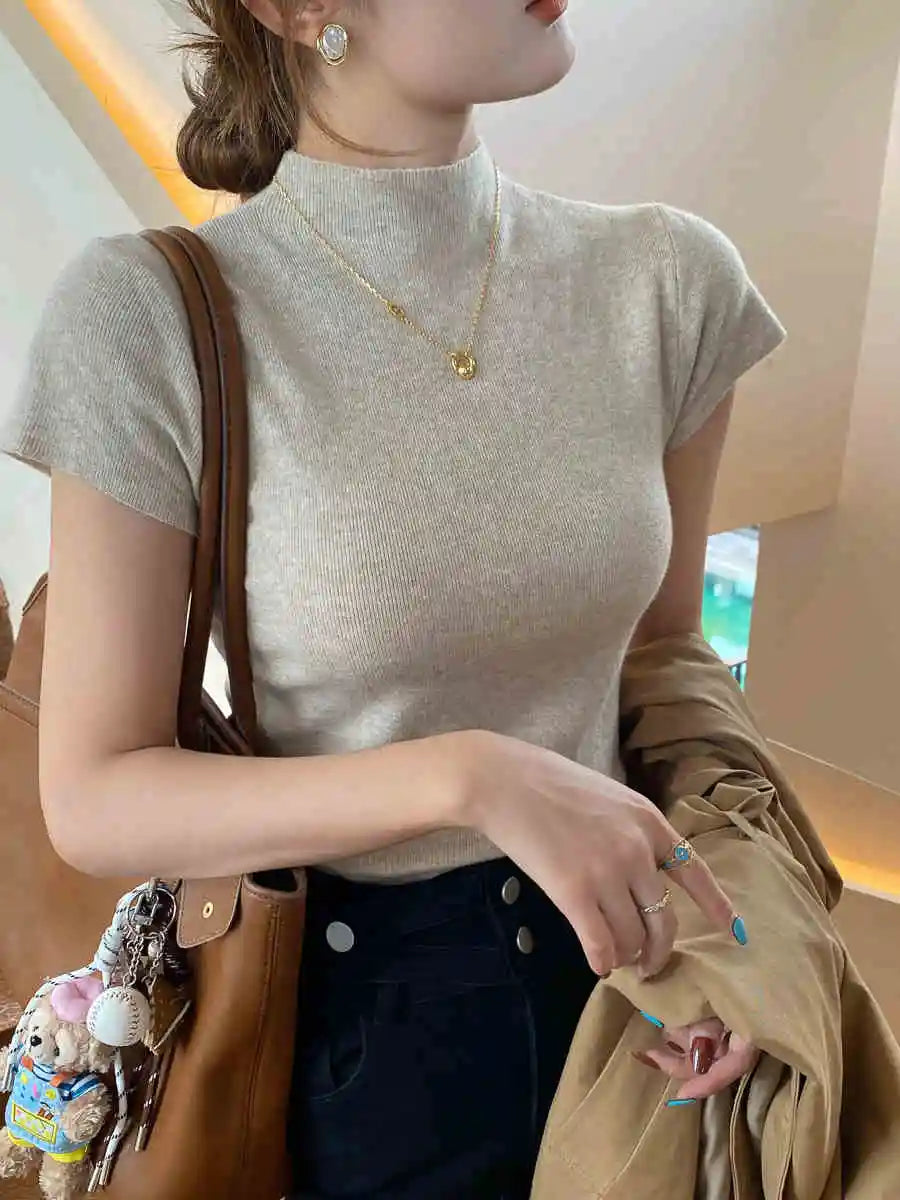 Summer Whisper® – Sleeveless Slim Fit Turtleneck Basic Tee for Women
