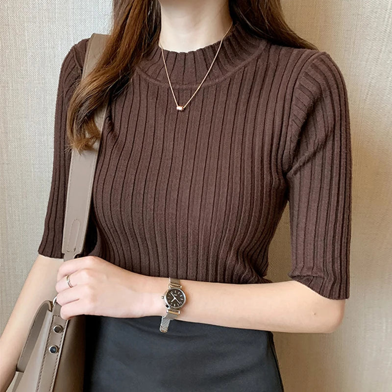 Early Summer Breeze® – Elegant Knit Short Sleeve Pullover for Women