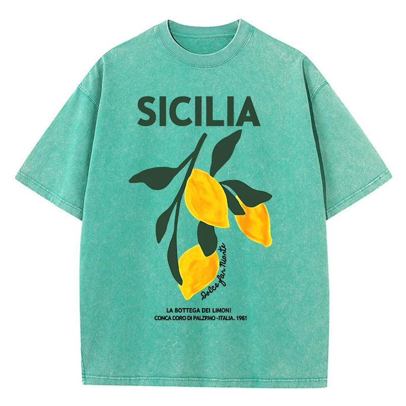 Amalfi Coast Italia Lemon Fruit Design® – Women’s Loose Fit Soft Cotton Lemon Fruit Printed Summer T-Shirt