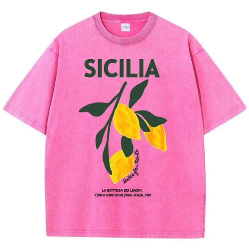 Amalfi Coast Italia Lemon Fruit Design® – Women’s Loose Fit Soft Cotton Lemon Fruit Printed Summer T-Shirt