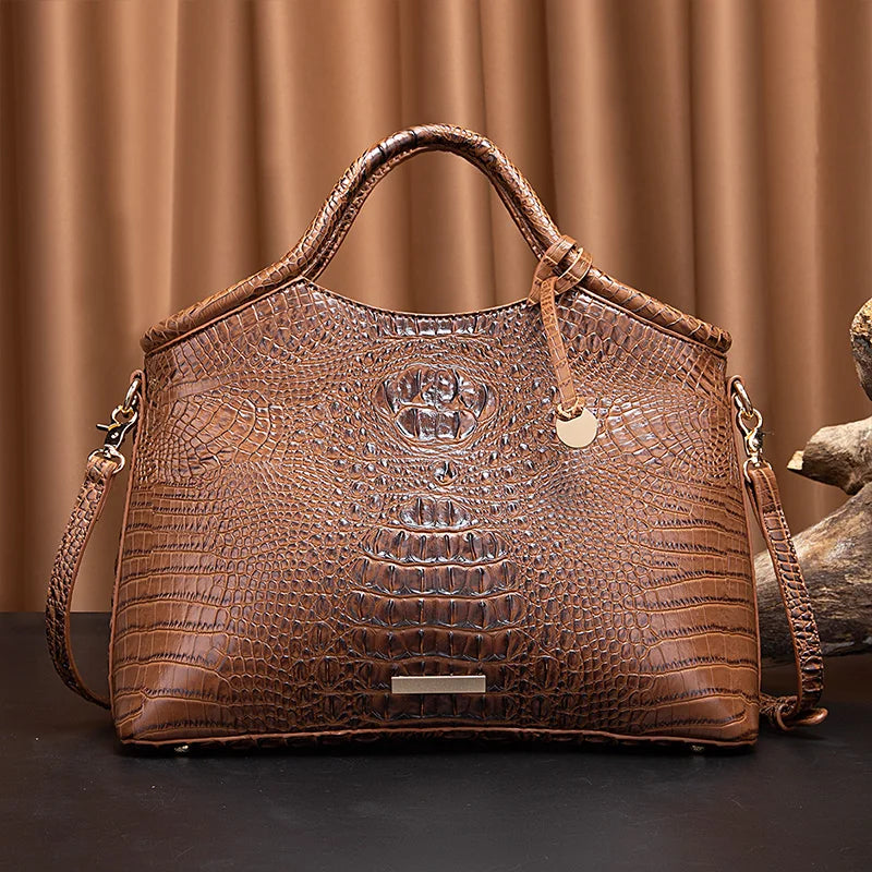 ColorLux Croco® – Genuine Leather Crocodile Pattern Retro Handbag for Women