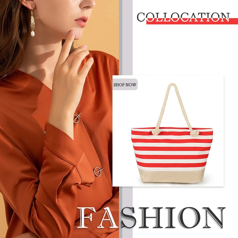 AFKOMST® – Stylish Canvas Beach Bag for Modern Women