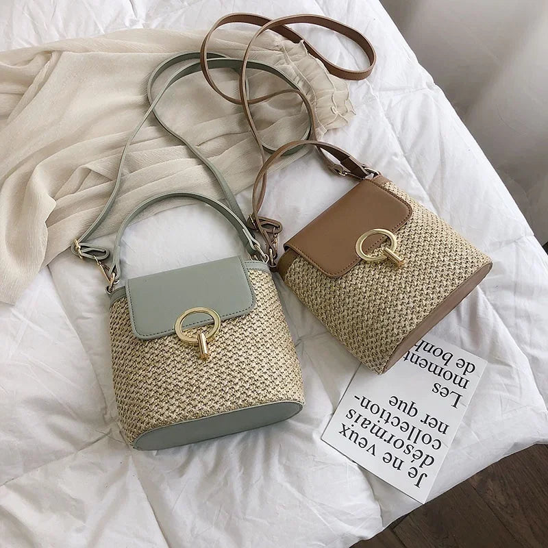 KoraWeave® – Korean-Inspired Woven Bucket Bag for Beach & Vacation Style