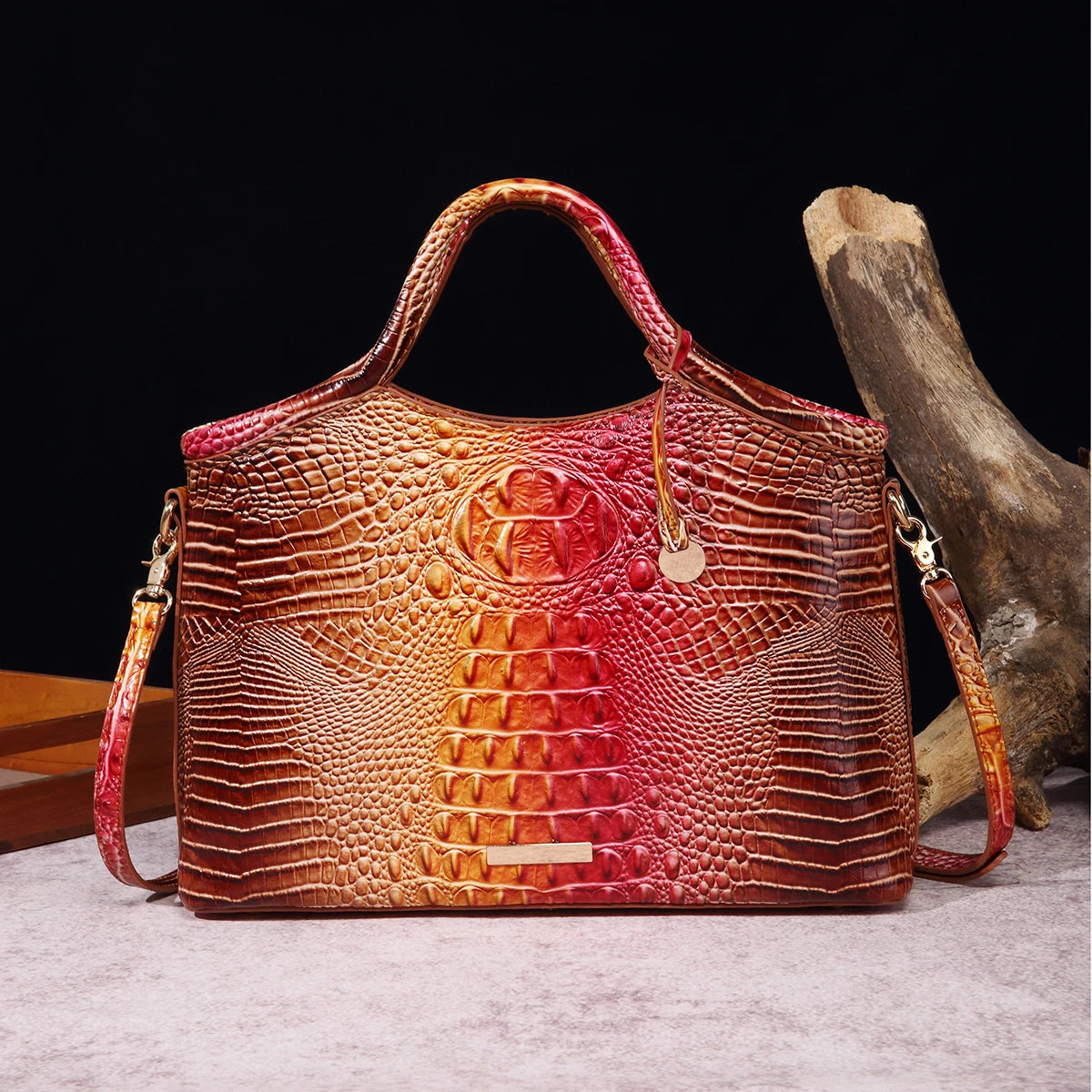 ColorLux Croco® – Genuine Leather Crocodile Pattern Retro Handbag for Women