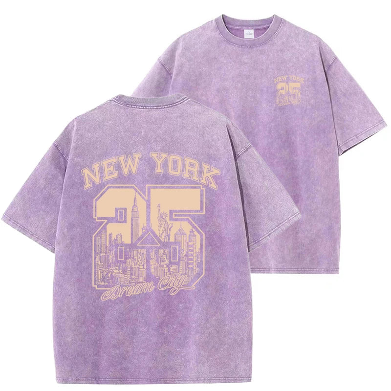 New York City® – Women’s Funny Print Vintage Washed Cotton Breathable Summer Tee