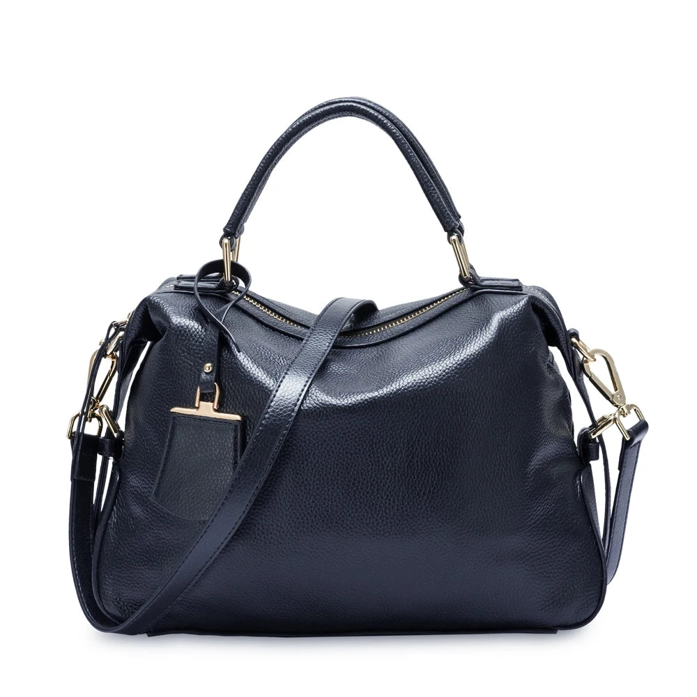 Zency BostonCharm® – 100% Genuine Leather Dark Blue Handbag for Modern Women