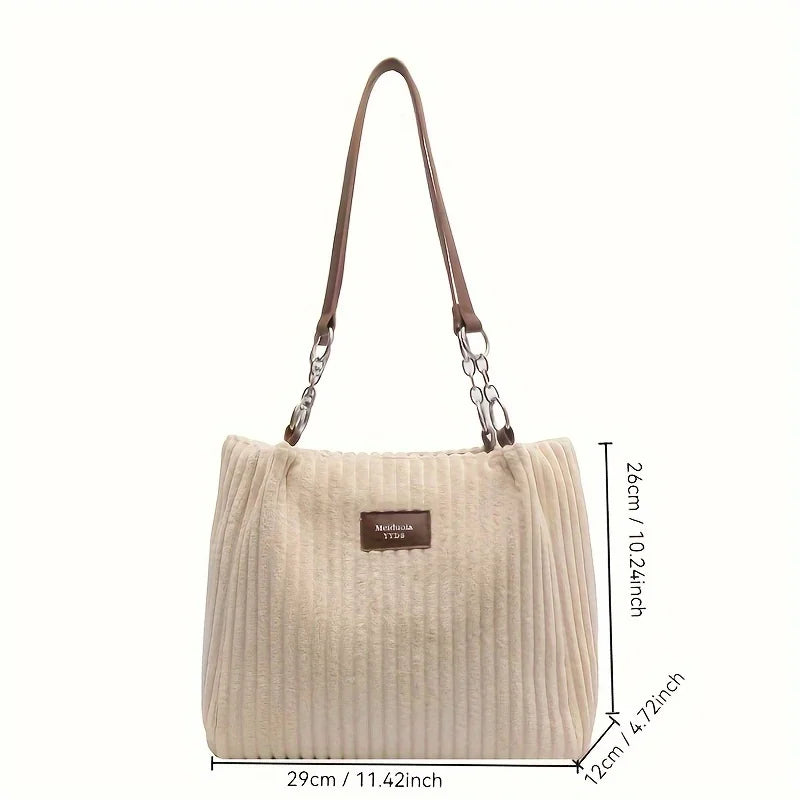 Velvique® – Stylish Corduroy Shoulder Tote for Modern Women