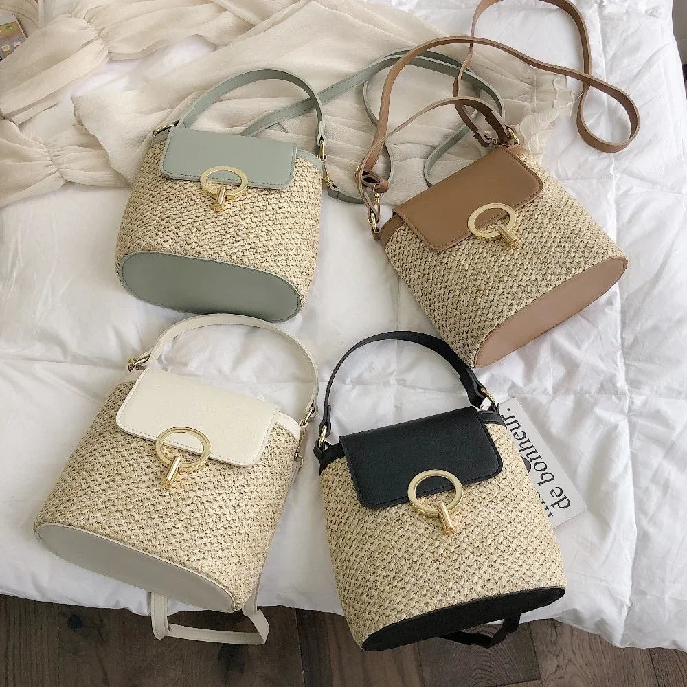 KoraWeave® – Korean-Inspired Woven Bucket Bag for Beach & Vacation Style