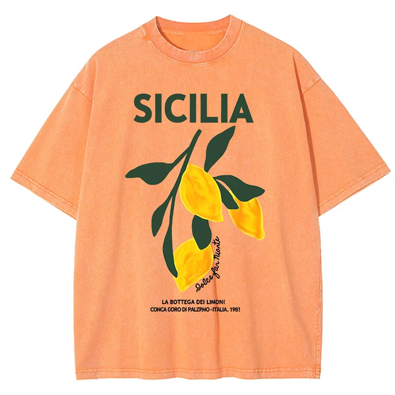 Amalfi Coast Italia Lemon Fruit Design® – Women’s Loose Fit Soft Cotton Lemon Fruit Printed Summer T-Shirt