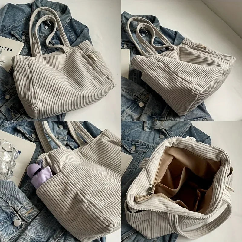 CorduroyEase® – Casual Corduroy Handbag with Zipper for Daily Use