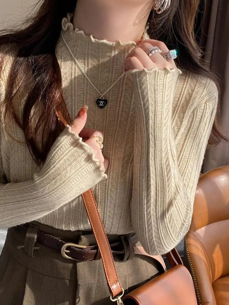 Graceful Ruche® – Slim Fit Ruched Turtleneck Sweater for Autumn & Winter