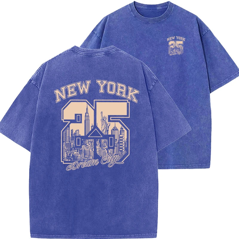 New York City® – Women’s Funny Print Vintage Washed Cotton Breathable Summer Tee