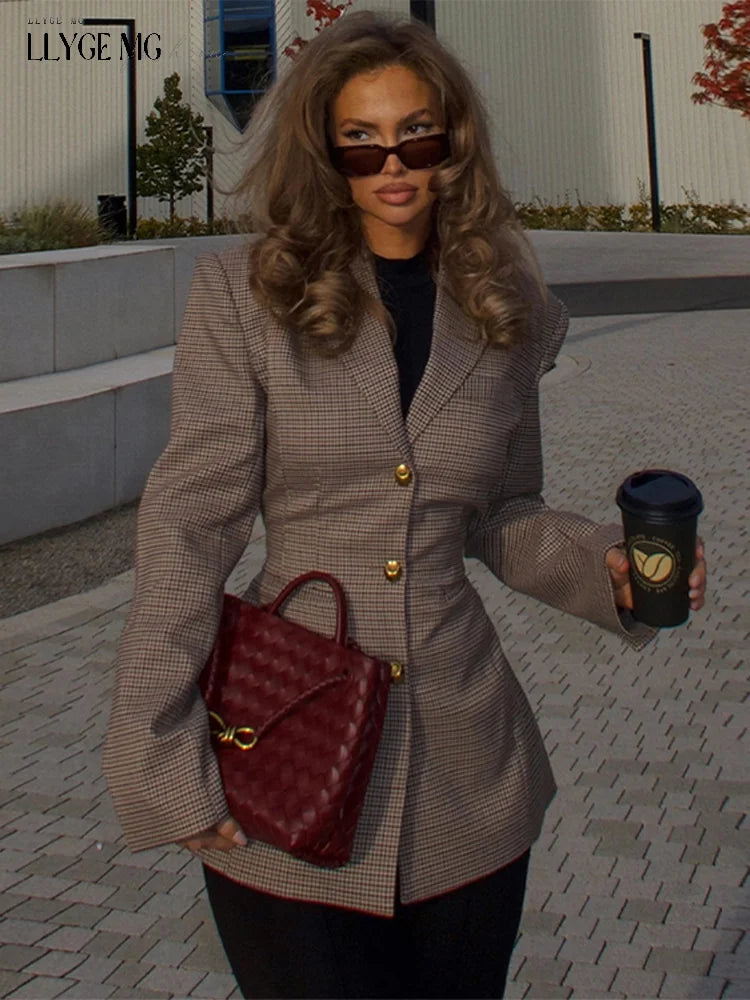 HeritageLine® – Belted Retro Plaid Coat for Urban Autumns
