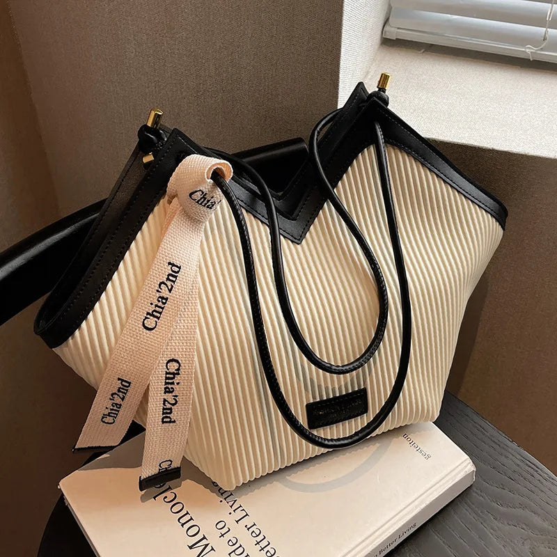 KoreaCharm® – Casual Large Canvas Tote Bag for Women