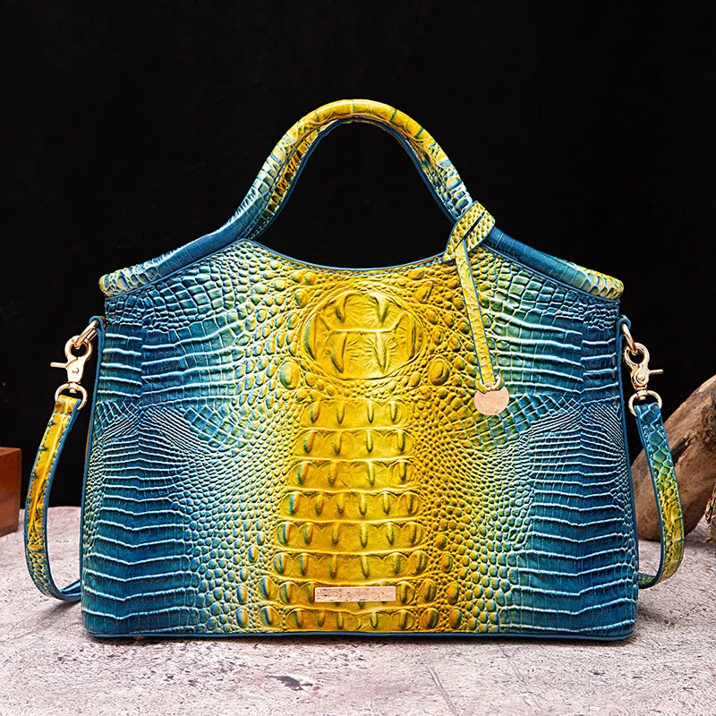 ColorLux Croco® – Genuine Leather Crocodile Pattern Retro Handbag for Women