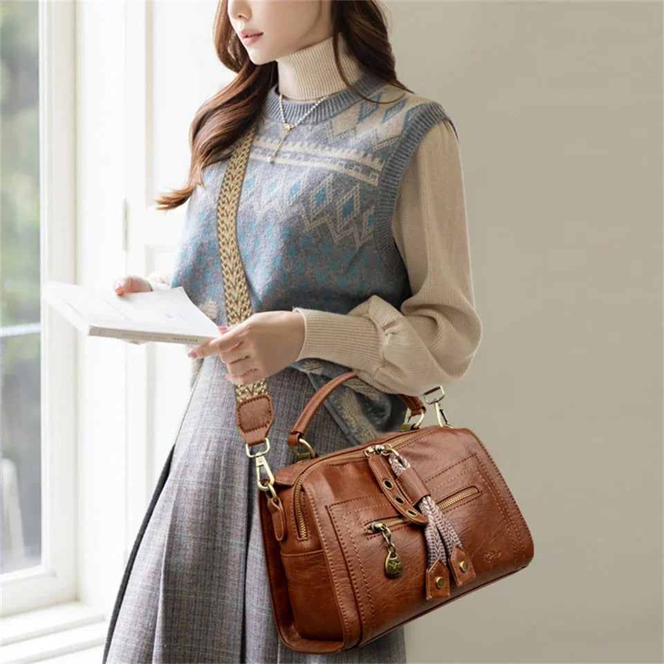 VelinaLuxe® – Soft Leather Top-Handle Tote for Elegant Commuting Women