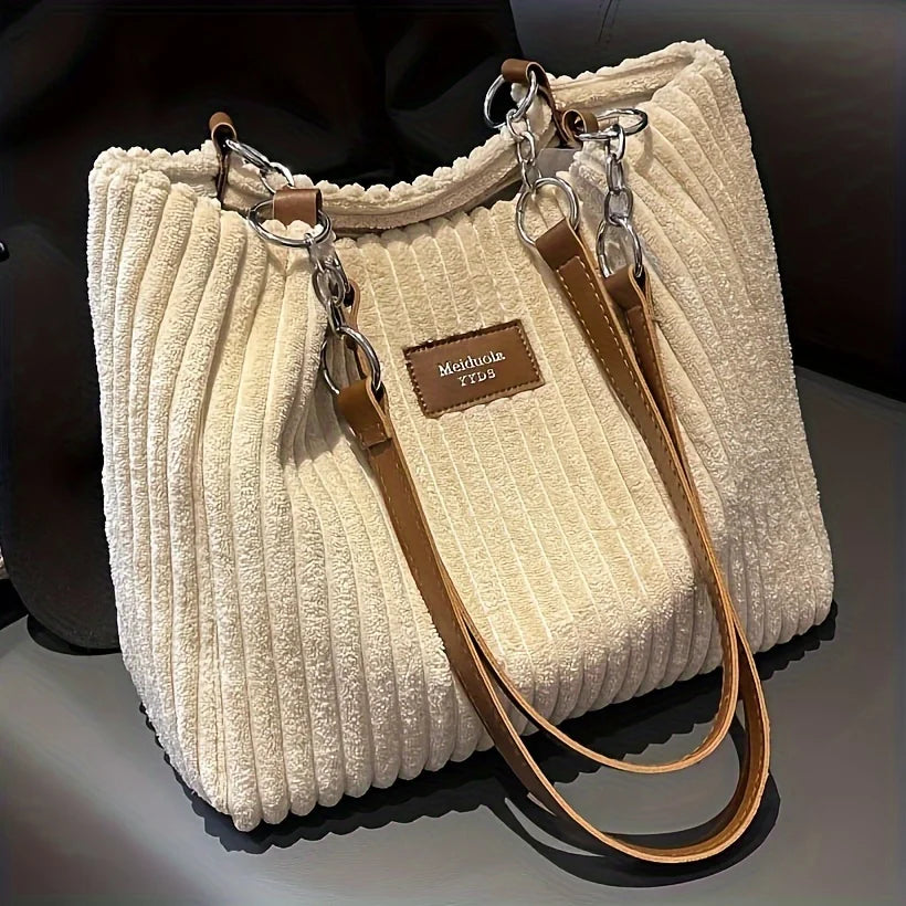 Velvique® – Stylish Corduroy Shoulder Tote for Modern Women